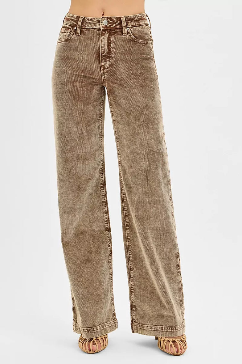 RISEN High Rise Wide Leg Corduroy Jeans - SwagglyLife Home & Fashion